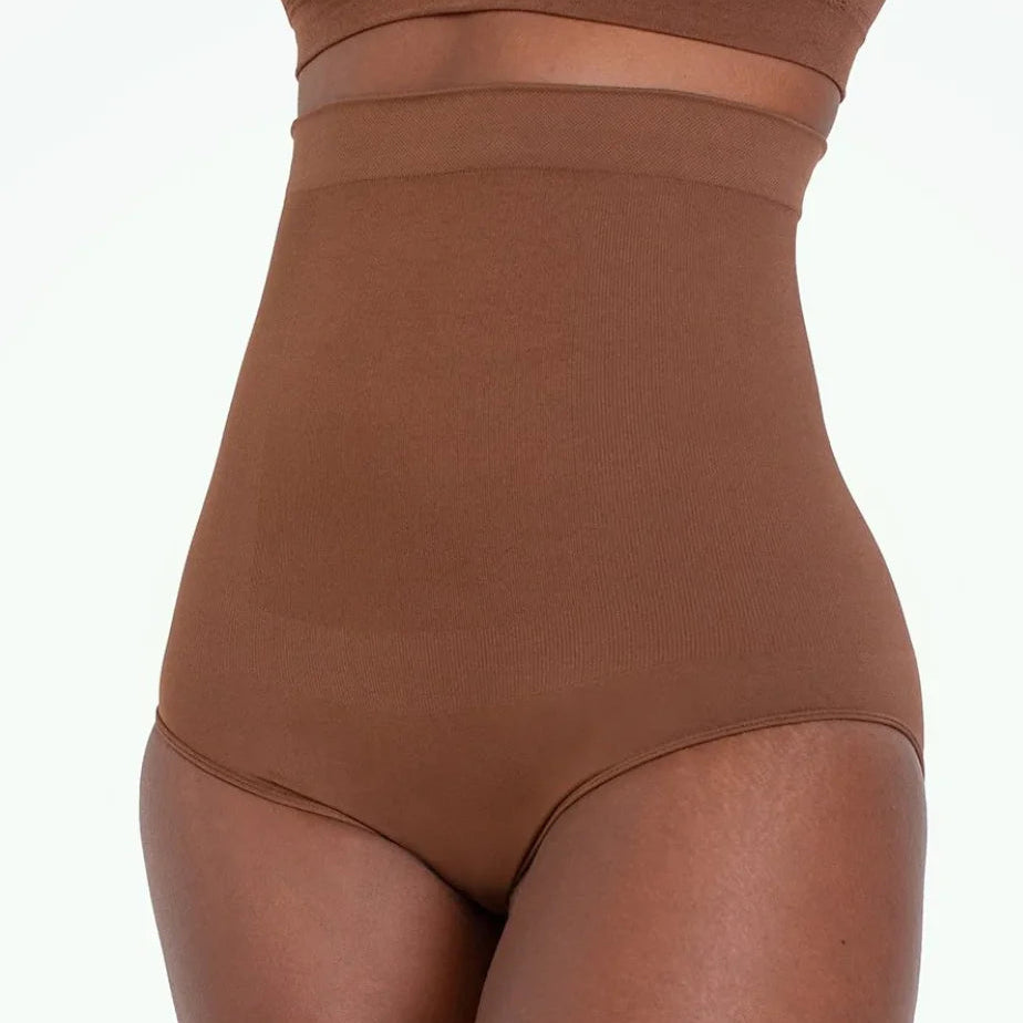 Brown shapewear garment on a white background